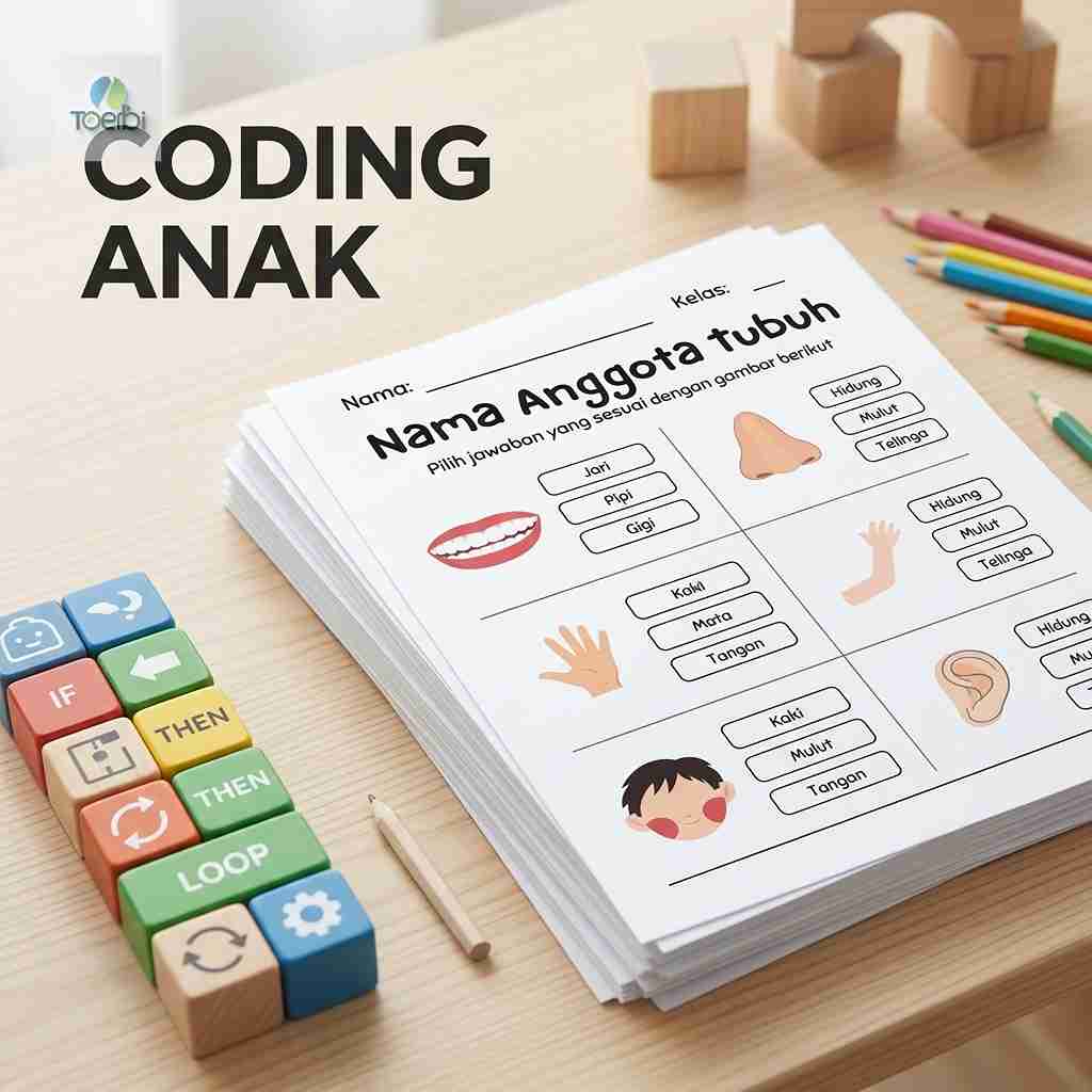 Worksheet Coding Anak Lembar Kerja Edukasi Belajar Logika Dasar Kertas A5 Premium