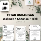 Jasa Cetak Undangan Walimatul Ursy Tahlilan Khitanan A4 HVS Hitam Putih Sehari Jadi