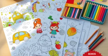 Paket Lembar Mewarnai Anak TK 50 Lembar Bonus Pensil Warna dan Rautan