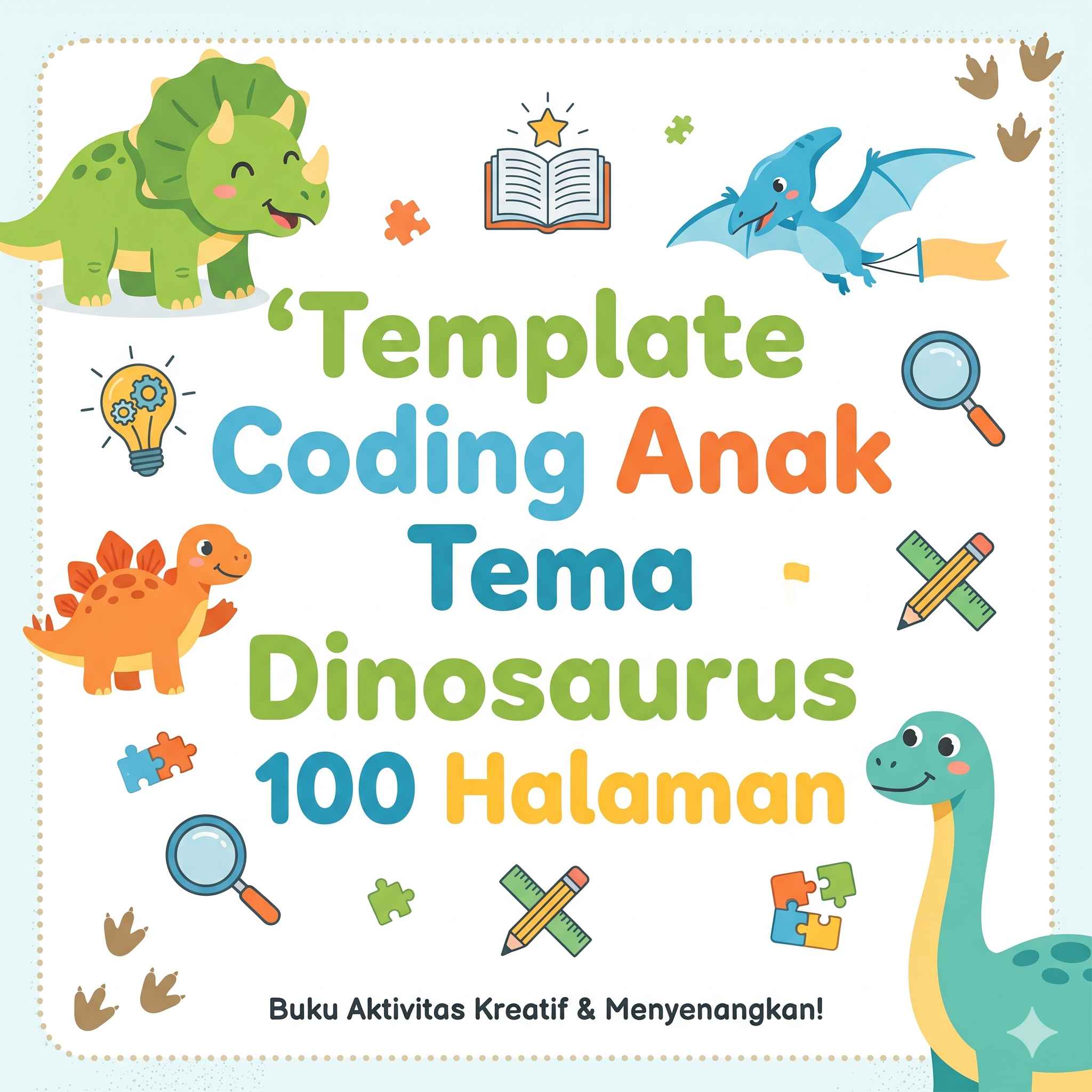Template Coding Anak Tema Dinosaurus 100 Halaman Bisa Download Dan Cetak