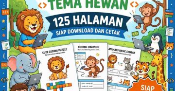 Template Coding Anak Tema Hewan 125 Halaman Aktivitas Logika Dasar Siap Download dan Cetak