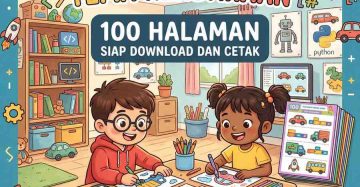 Template Coding Anak Tema Kendaraan 100 Halaman Aktivitas Logika dan Mewarnai Siap Cetak